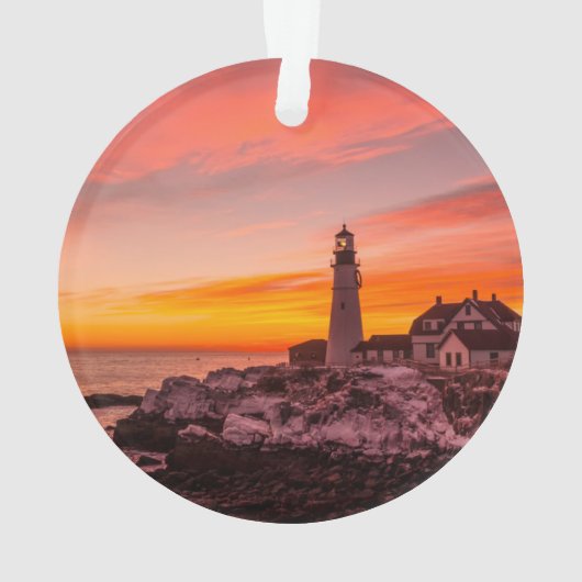 Leuchttürme | Portland Head Cape Elizabeth Maine Ornament (Rückseite)