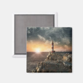 Leuchttürme | Rotweiße Leuchttürme Magnet (Vorderseite/Rückseite)