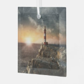 Leuchttürme | Rotweiße Leuchttürme Ornament Aus Glas (Vorderseite links)