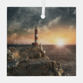 Leuchttürme | Rotweiße Leuchttürme Ornament Aus Glas (Rückseite)