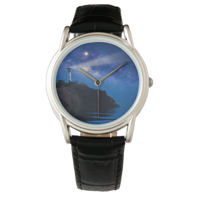 Leuchttürme | Starry Night Lighthouse Armbanduhr (Vorderseite)
