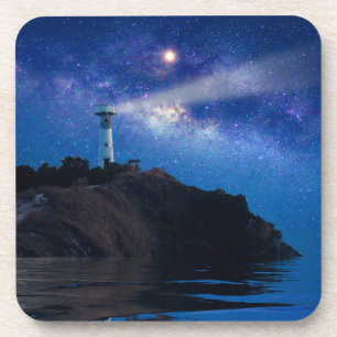 Leuchttürme   Starry Night Lighthouse Getränkeuntersetzer