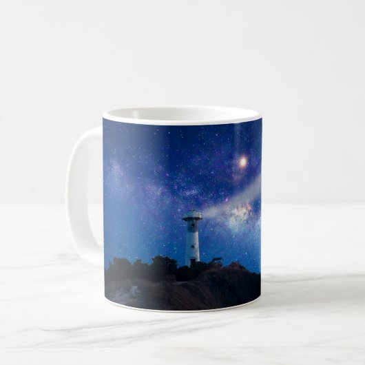 Leuchttürme | Starry Night Lighthouse Kaffeetasse (Vorderseite Links)