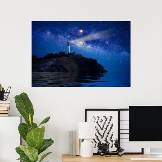 Leuchttürme | Starry Night Lighthouse Poster (Heimbüro)