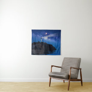Leuchttürme Starry Night Lighthouse Wandteppich