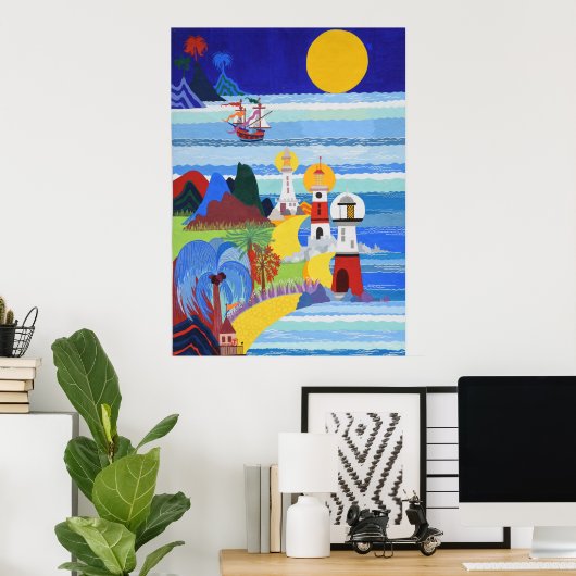 Leuchttürme und Leos Schiff Poster (Heimbüro)