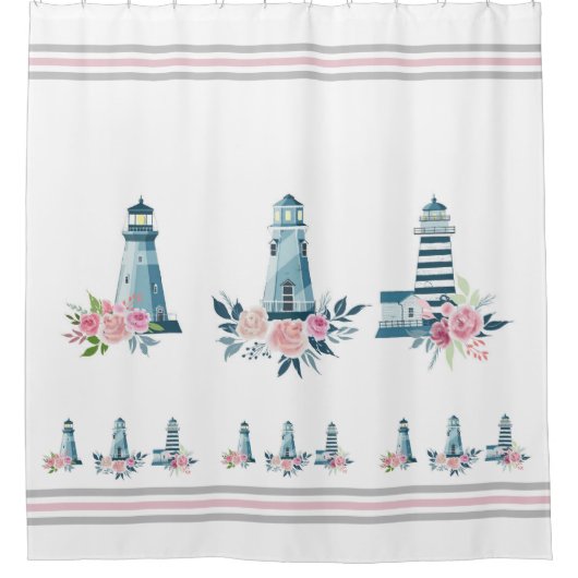 Leuchttürme und Rose Duschvorhang (Vorderseite)