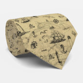 Leuchttürme und Segelschiffe Vintag Krawatte (Gerollt)