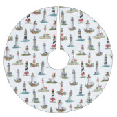 Leuchttürme Weihnachtsküste Polyester Weihnachtsbaumdecke (Vorderseite)