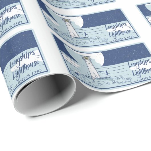 Leuchtturmflächen für Langschiffen Geschenkpapier (Rolleneckpunkt)