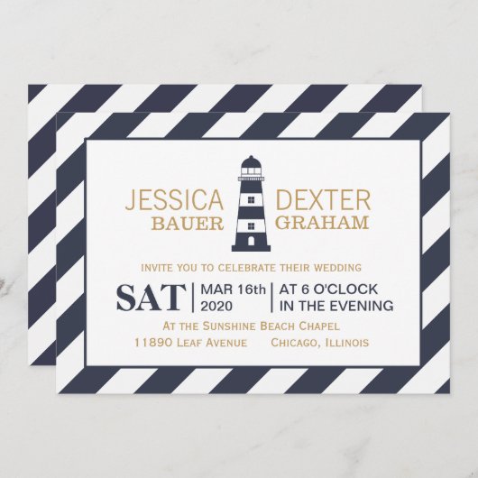 Leuchtturmhochzeit Einladung (Vorne/Hinten)