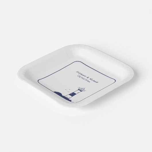 Leuchtturmhochzeit Pappteller (Gewinkelt)