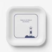 Leuchtturmhochzeit Pappteller (Vorderseite)