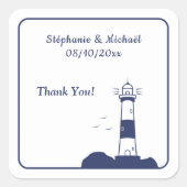 Leuchtturmhochzeit Quadratischer Aufkleber (Vorderseite)