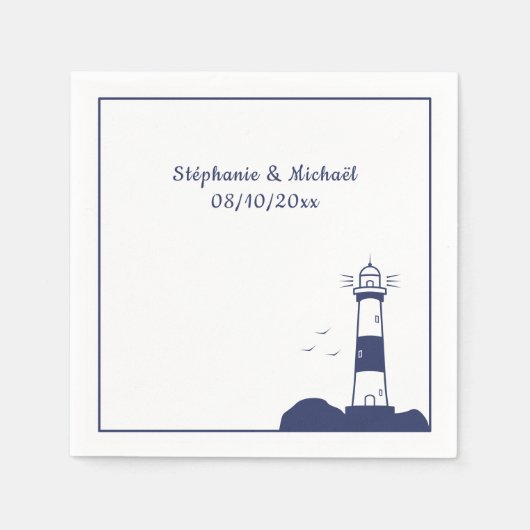 Leuchtturmhochzeit Serviette (Vorderseite)