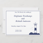 Leuchtturmhochzeit speichert das Datum Einladung (Vorderseite)