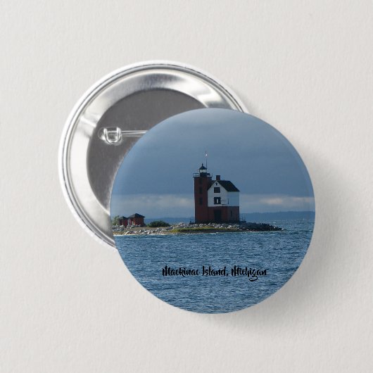 Leuchtturmknopf Mackinac Insel, Michigan Button (Vorne & Hinten)