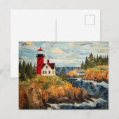 Leuchtturmküstenlandschaft Postkarte (Vorne/Hinten)