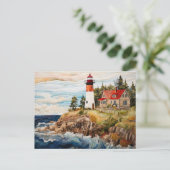 Leuchtturmküstenlandschaft Postkarte (Stehend Vorderseite)