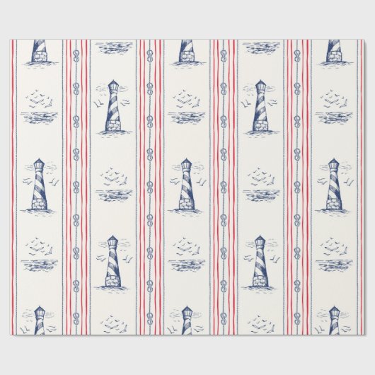 Leuchtturmmuster Geschenkpapier (Flach)