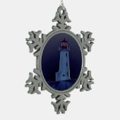Leuchtturmschmuck Peggy's Cove Nova Scotia blau Schneeflocken Zinn-Ornament (Links)