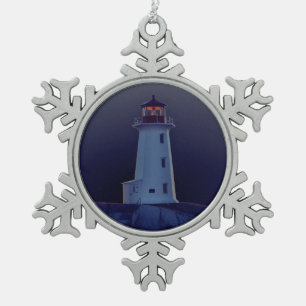 Leuchtturmschmuck Peggy's Cove Nova Scotia blau Schneeflocken Zinn-Ornament