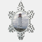 Leuchtturmschmuck Peggy's Cove Nova Scotia Schneeflocken Zinn-Ornament (Rechts)