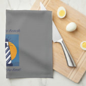 Leuchtturmsignierung mit Strandaussagen und Bootau Geschirrtuch (Viertel Falte)