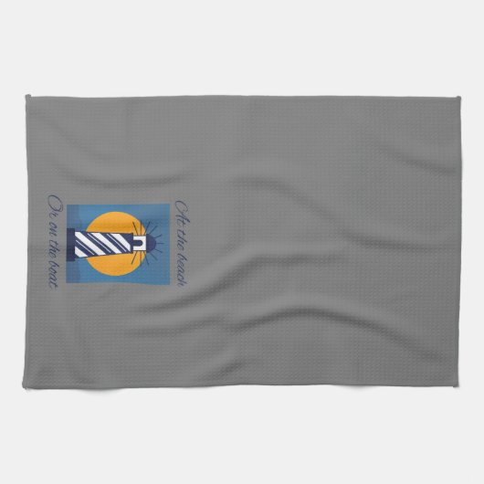 Leuchtturmsignierung mit Strandaussagen und Bootau Geschirrtuch (Horizontal)