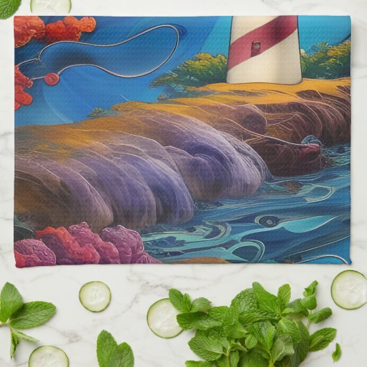 Leuchtturmspitze Geschirrtuch (Gefaltet)