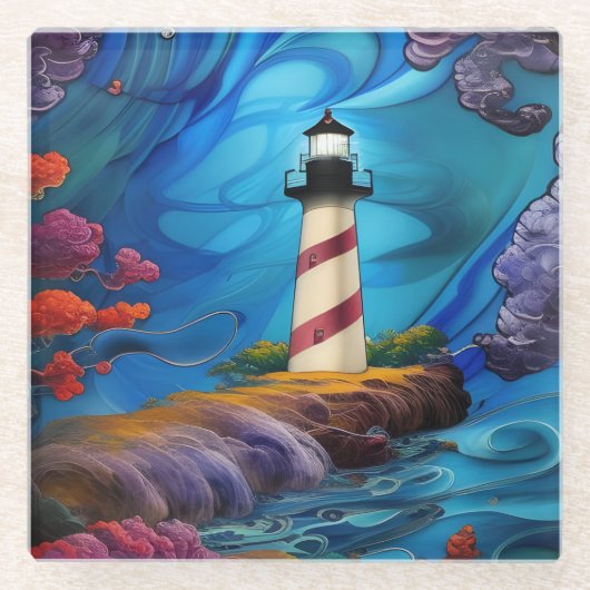 Leuchtturmspitze Glasuntersetzer (Vorderseite)