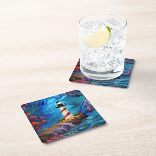 Leuchtturmspitze Rechteckiger Pappuntersetzer (Vor Ort)