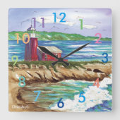 Leuchtturmuhr - Santa Cruz Quadratische Wanduhr (Vorderseite)