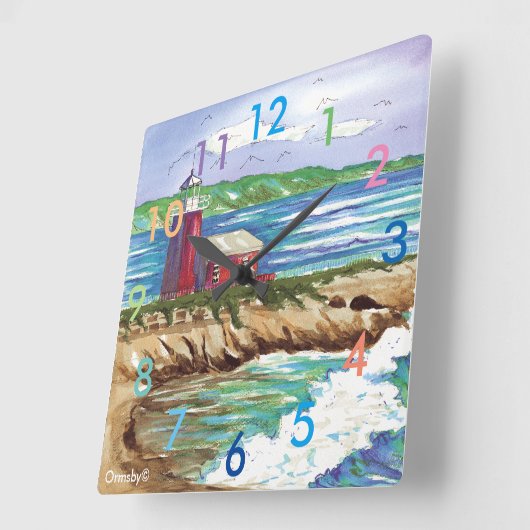 Leuchtturmuhr - Santa Cruz Quadratische Wanduhr (Winkel)