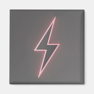 Leuchtzeichen mit leuchtendem rosa Blitz Magnet