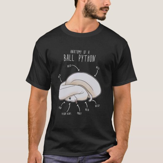 Leucistic Ball Python Anatomie Weiße Schlange Funn T-Shirt (Vorderseite)