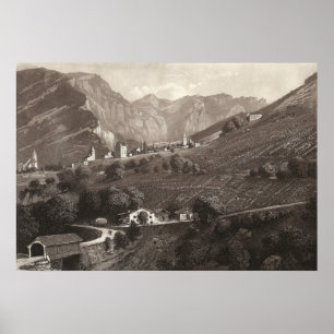 Leuk/Loèche die Schweiz vom antiken Druck Poster