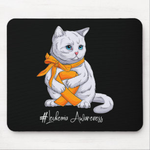 Leukämie Aufklärung Monat Orange Ribbon Katze Mousepad