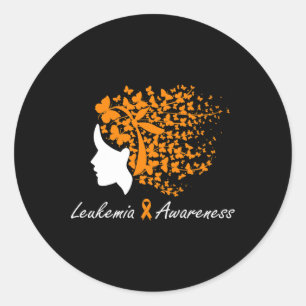 Leukämie Bewusstsein - Frauen Schmetterlinge Haare Runder Aufkleber