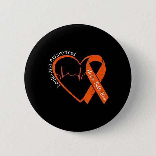 Leukämie-Bewusstsein Herz Orange Unterstützung Män Button (Vorderseite)