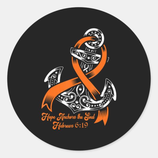 Leukämie Bewusstsein Hoffnung Anker des Souls Hebr Runder Aufkleber (Vorderseite)