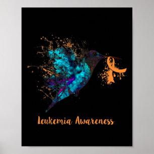 Leukämie Bewusstsein Hummingbird Orange Ribbon Was Poster