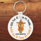 Leukämie Bewusstsein mit GOD CROSS Schlüsselanhänger (Vorderseite)