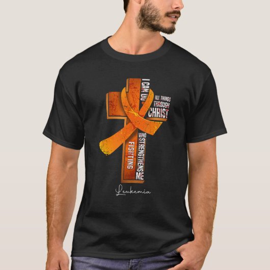 Leukämie Bewusstsein Orange Ribbon Christlichen Kr T-Shirt (Vorderseite)