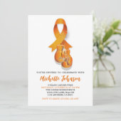 Leukämie Bewusstsein Orange Ribbon Krebs freies Pa Einladung (Stehend Vorderseite)