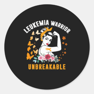 Leukämie Bewusstsein starke Warriorin Orange Rib Runder Aufkleber