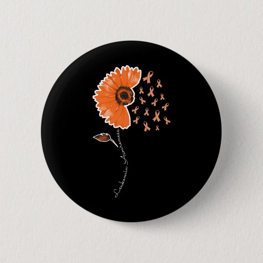 Leukämie-Bewusstsein-Warrior-Orangenes Band Sonnen Button (Vorderseite)