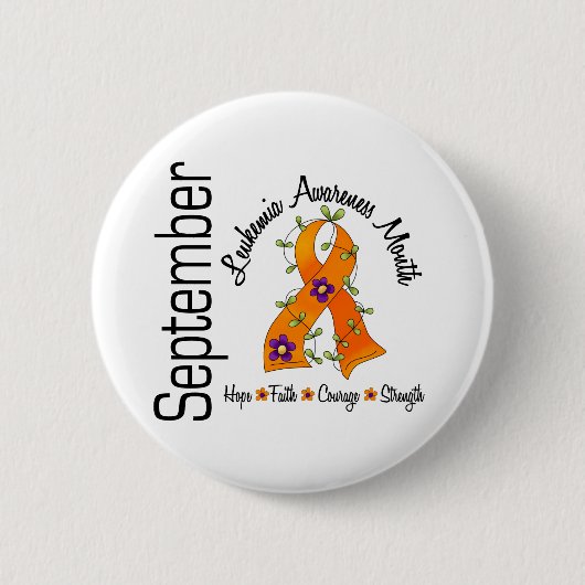 Leukämie-Bewusstseins-Monats-Blumen-Band 1 Button (Vorderseite)