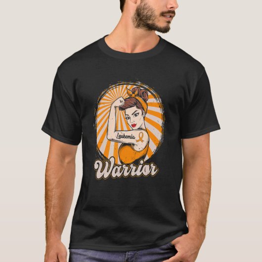 Leukämie der Frau Warrior Orange Ribbon Leukämie T-Shirt (Vorderseite)