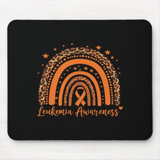 Leukämie-Krebs-Bewusstsein Leopard Orange Band Mousepad (Vorne)